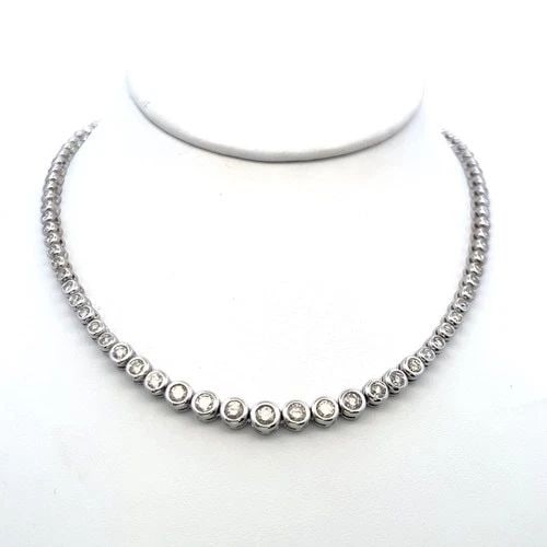 5.00CT J-L SI DIAMOND 14K WHITE GOLD VINTAGE RIVIERA NECKLACE ESTATE JEWELRY (1 of 2)