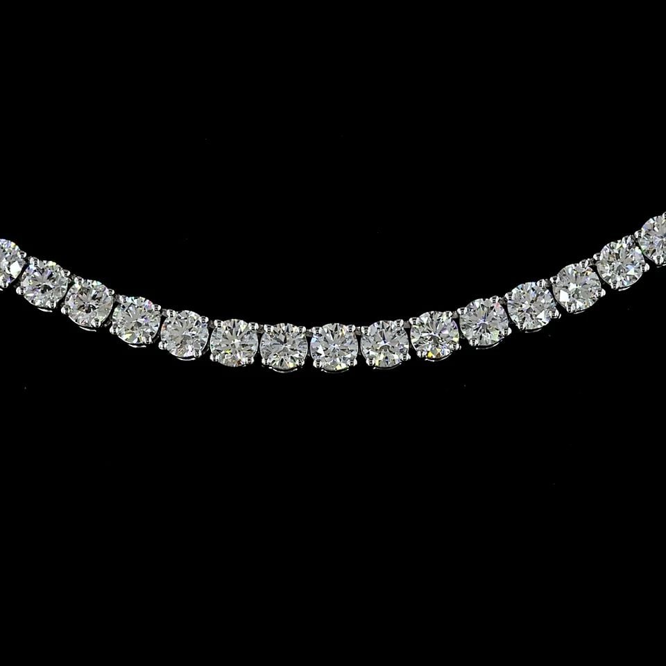 LAB-GROWN 10.36 CARAT ROUND F-VS2 DIAMOND 14K WHITE GOLD TENNIS NECKLACE: LAB-GROWN 10.36 CARAT ROUND F-VS2 DIAMOND 14K WHITE GOLD TENNIS NECKLACE Title: High-quality Brand-New Echo Friendly Elegant Lab-Grown 10.36 Carat Round F-VS2 Diamond 14K White Gold Tennis Necklace Vi