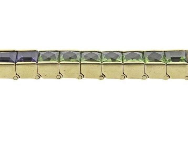 VINTAGE 34 GRAMS TOURMALINE 18 KARAT YELLOW GOLD GEMSTONE BRACELET (1 of 1)