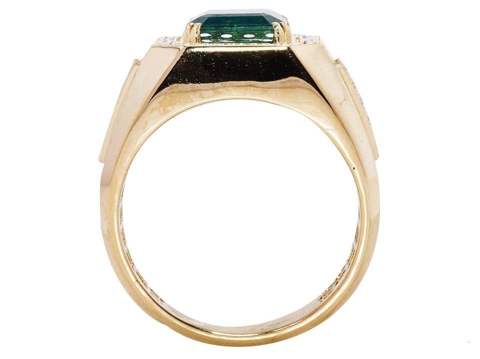 5.04 CARAT EMERALD 1.50 CARAT ROUND DIAMOND 18K YG COCKTAIL RING (1 of 1)