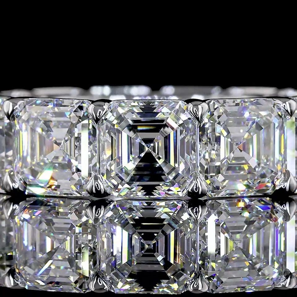 LAB-GROWN 13.25 CARAT ASSCHER E-F- DIAMOND 14K WHITE GOLD ETERNITY BAND (1 of 1)