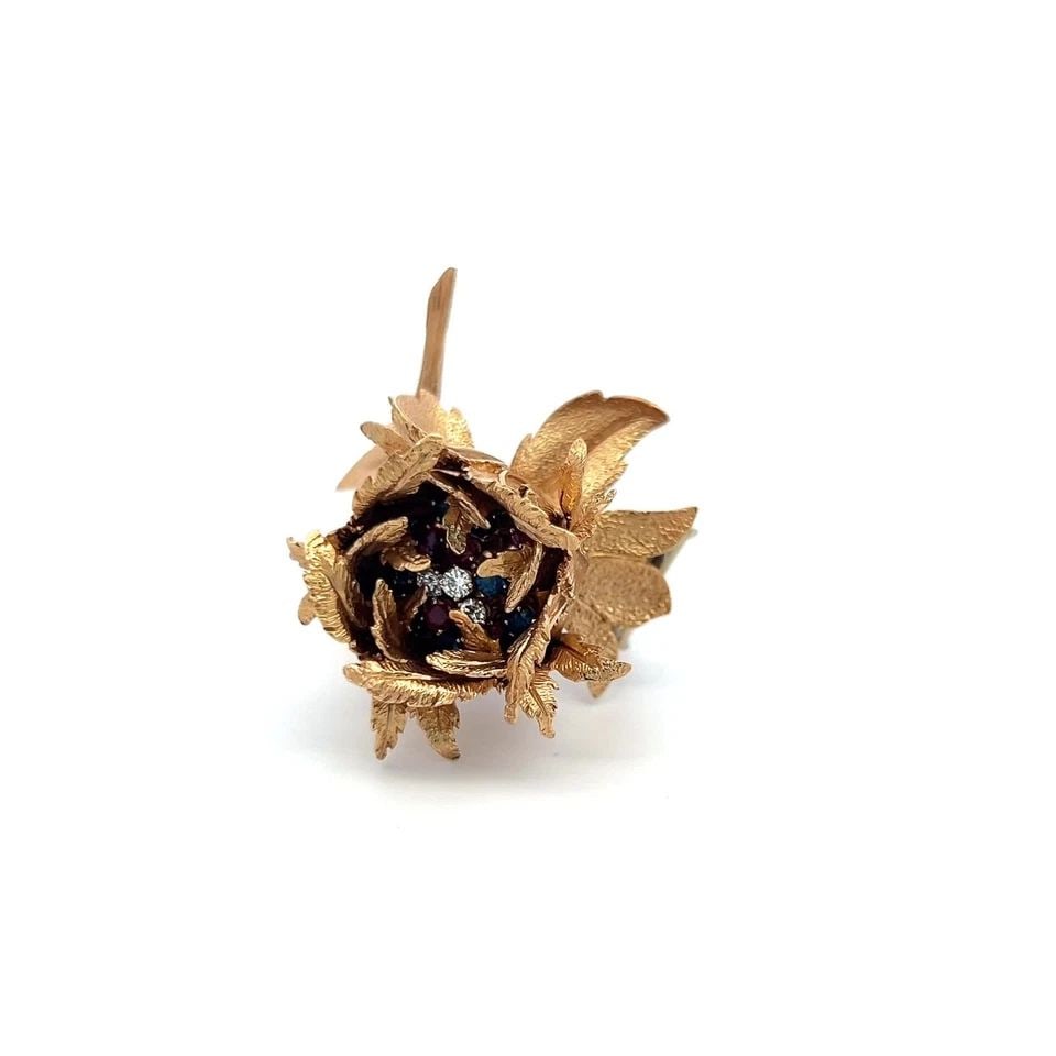 ROBERT ALTMAN 14K YG PIN BROOCH WITH 0.18 CARAT DIAMONDS AND MULTI GEMSTONES (1 of 1)