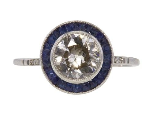 1.32 CARAT J-I1 DIAMOND & SAPPHIRE PLATINUM WEDDING RING (1 of 2)