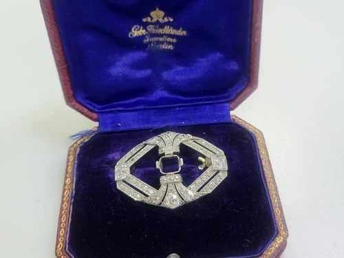 3.44 CARAT OLD EUROPEAN CUT AND OLD MINER CUT DIAMOND PLATINUM PIN BROOCH (1 of 1)