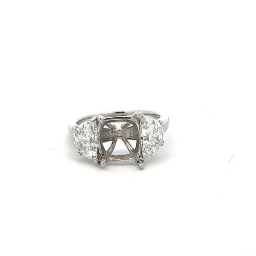 PLATINUM SEMI MOUNT RING WITH 1.33 CARAT DIAMONDS FITS 6.75X7.10MM F-SI1 GIA (1 of 2)