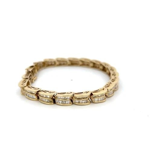VINTAGE 14K YELLOW GOLD LINK BRACELET WITH 4.2 CARAT BAGUETTE I SI DIAMONDS (1 of 2)