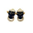 18K GOLD CLIP-ON EARRINGS WITH ENAMEL 1.41 CARAT DIAMOND AND 0.25 CARAT RUBY: 18K GOLD CLIP-ON EARRINGS WITH ENAMEL 1.41 CARAT DIAMOND AND 0.25 CARAT RUBY Detailed Description: Elevate your style with these striking clip-on earrings crafted from 18K yellow gold. Featuring an in