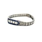 2.00 CARAT OLD EUROPEAN DIAMOND 1.20 CARAT SAPPHIRE PLATINUM ART-DECO BRACELET (1 of 2)