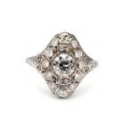 1.10 CARAT OLD MINER CUT H-SI1 DIAMOND PLATINUM ART DECO RING 10K: 1.10 CARAT OLD MINER CUT H-SI1 DIAMOND PLATINUM ART DECO RING 10K 1.10 Carat Old Miner Cut H-SI1 Diamond Platinum Art Deco Ring 10k Engagement Ring Details Department Unisex Adults Main Stone Diamond 