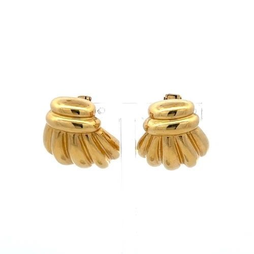 VINTAGE 18K YELLOW GOLD CLIP-ON EARRINGS FRENCH 24.57 GRAMS (1 of 2)