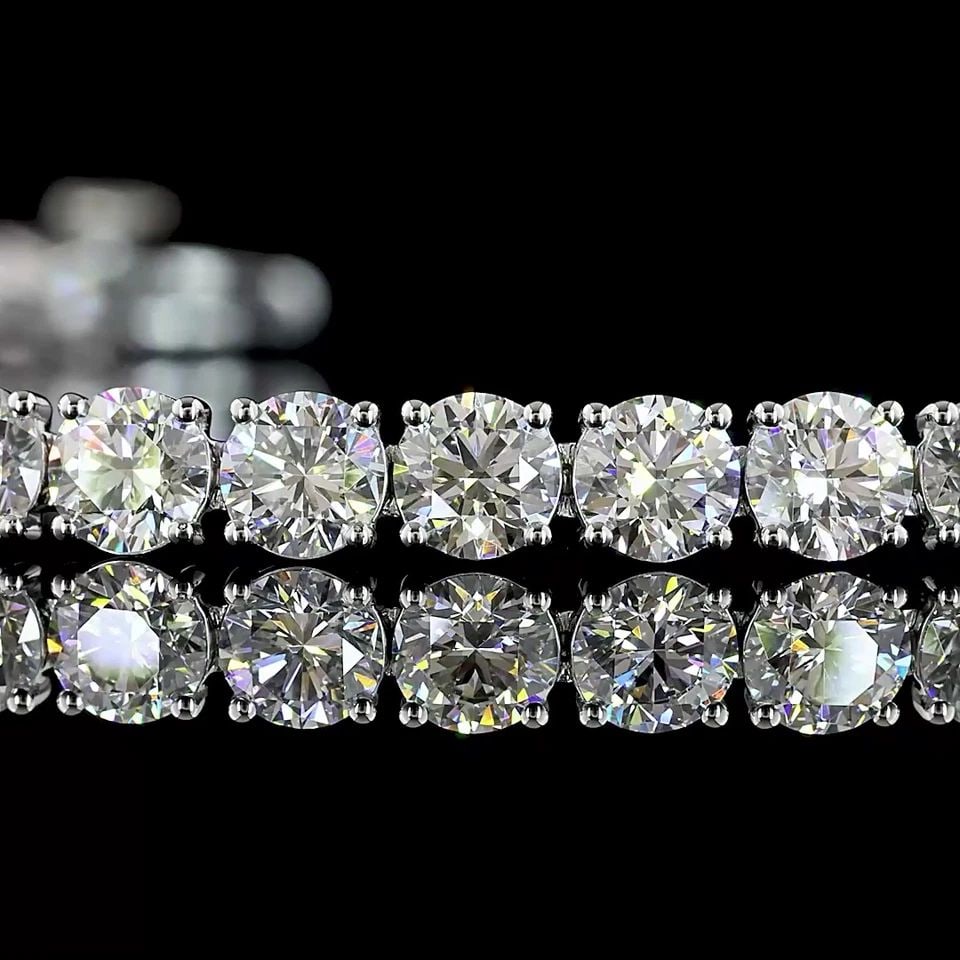 LAB-GROWN 10.52 CARAT ROUND E-F-VS2 DIAMOND 14K WHITE GOLD TENNIS BRACELET: LAB-GROWN 10.52 CARAT ROUND E-F-VS2 DIAMOND 14K WHITE GOLD TENNIS BRACELET Title: High-quality Brand-New Echo Friendly Elegant Lab-Grown 10.52 Carat Round E-F-VS2 Diamond 14K White Gold Tennis Bracele