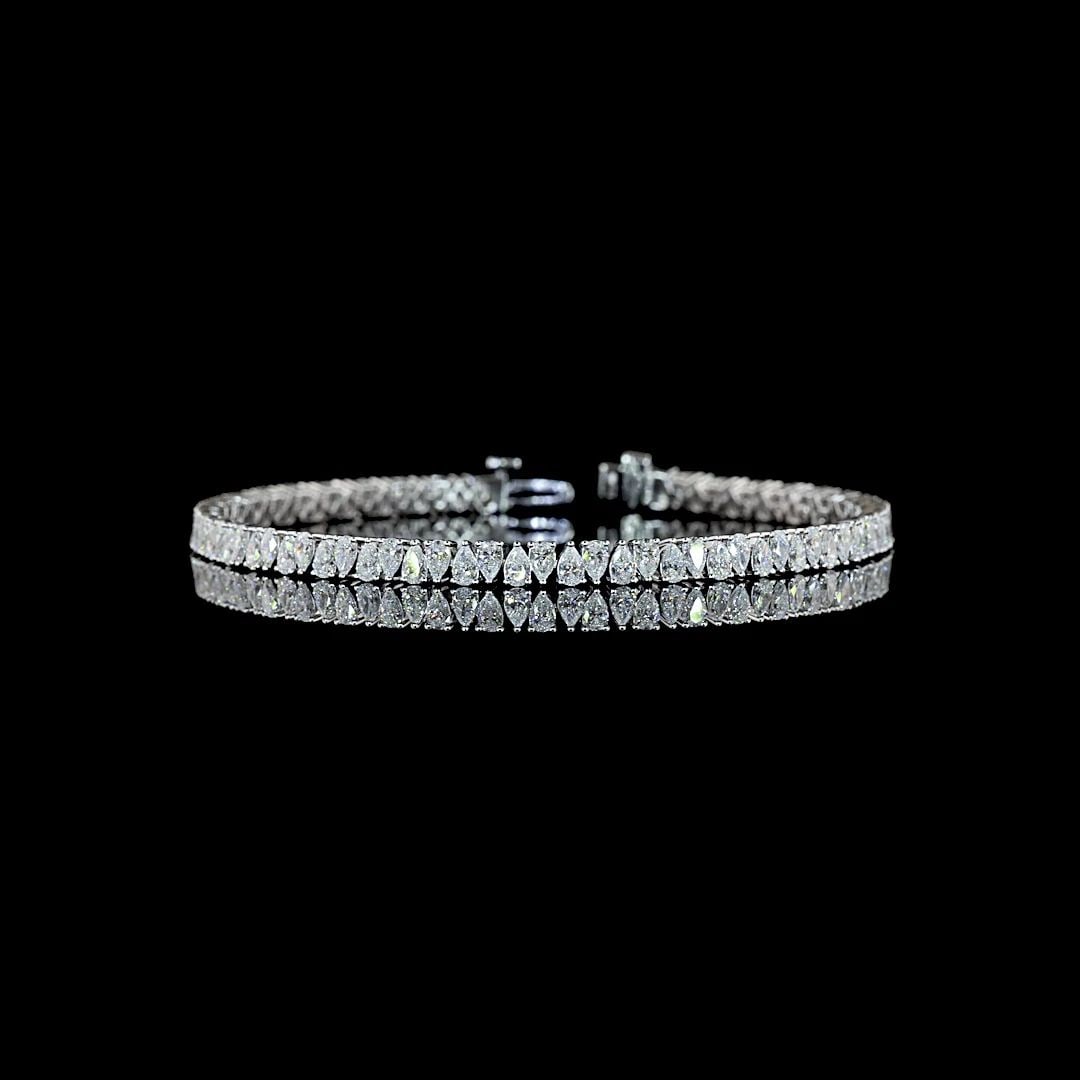 LAB-GROWN 4.73 CARAT PEAR F-VS1 DIAMOND 14K WHITE GOLD TENNIS BRACELET: LAB-GROWN 4.73 CARAT PEAR F-VS1 DIAMOND 14K WHITE GOLD TENNIS BRACELET Title: High-quality Brand-New Echo Friendly Elegant Lab-Grown 4.73 Carat Pear F-VS1 Diamond 14K White Gold Tennis Bracelet Video 