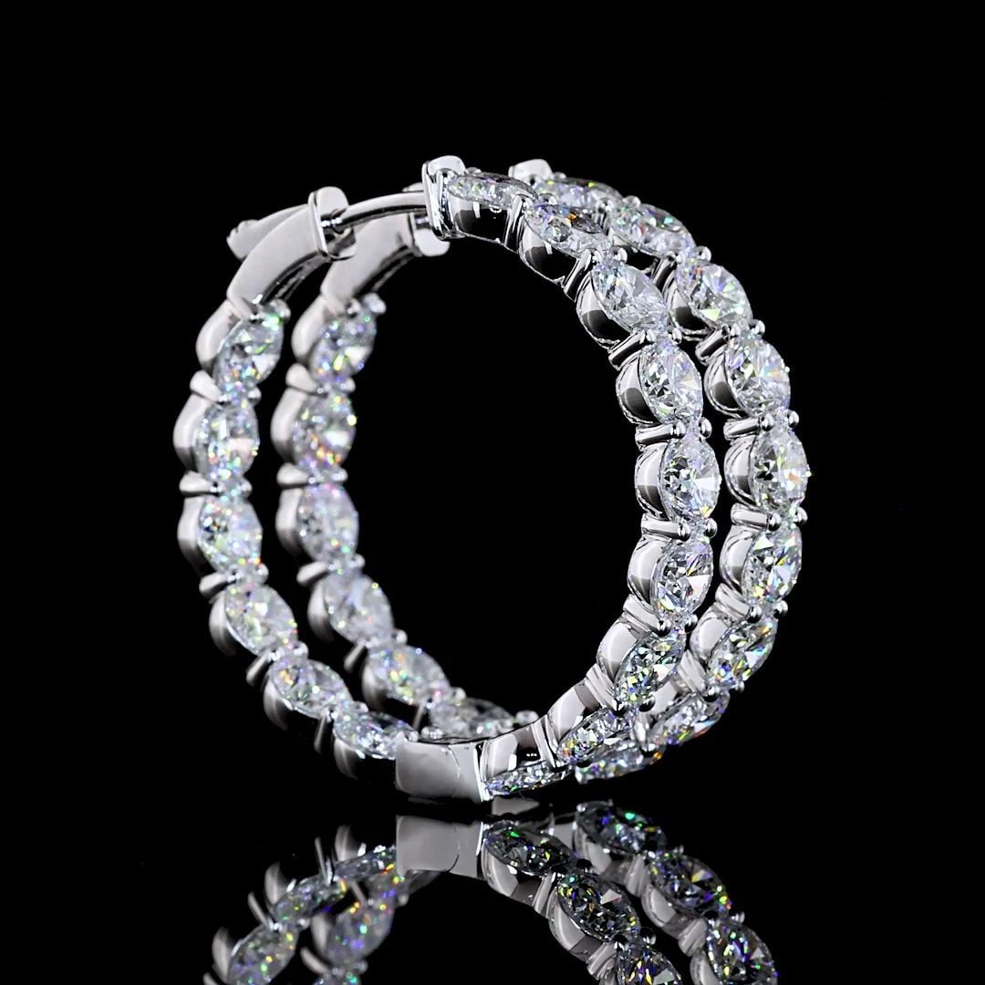 LAB-GROWN 10.3 CARAT ROUND E-VS DIAMOND 14K WHITE GOLD HOOPS EARRINGS: LAB-GROWN 10.3 CARAT ROUND E-VS DIAMOND 14K WHITE GOLD HOOPS EARRINGS Title: High-quality Brand-New Echo Friendly Elegant Lab-Grown 10.3 Carat Round E-VS Diamond 14K White Gold Hoops Earrings Video Li
