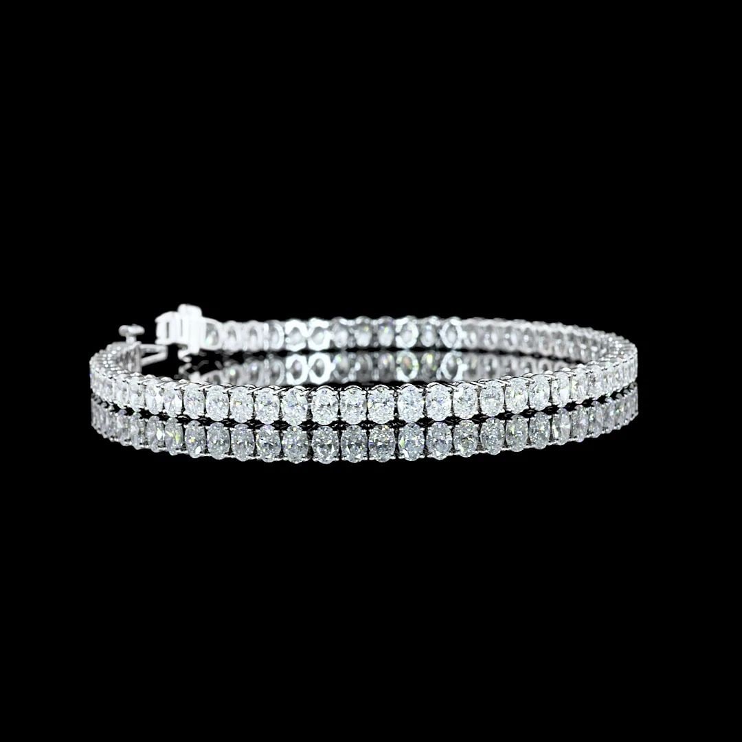 LAB-GROWN 7 CARAT OVAL E-F-VS2 DIAMOND 14K WHITE GOLD TENNIS BRACELET: LAB-GROWN 7 CARAT OVAL E-F-VS2 DIAMOND 14K WHITE GOLD TENNIS BRACELET Title: High-quality Brand-New Echo Friendly Elegant Lab-Grown 7 Carat Oval E-F-VS2 Diamond 14K White Gold Tennis Bracelet Video Li