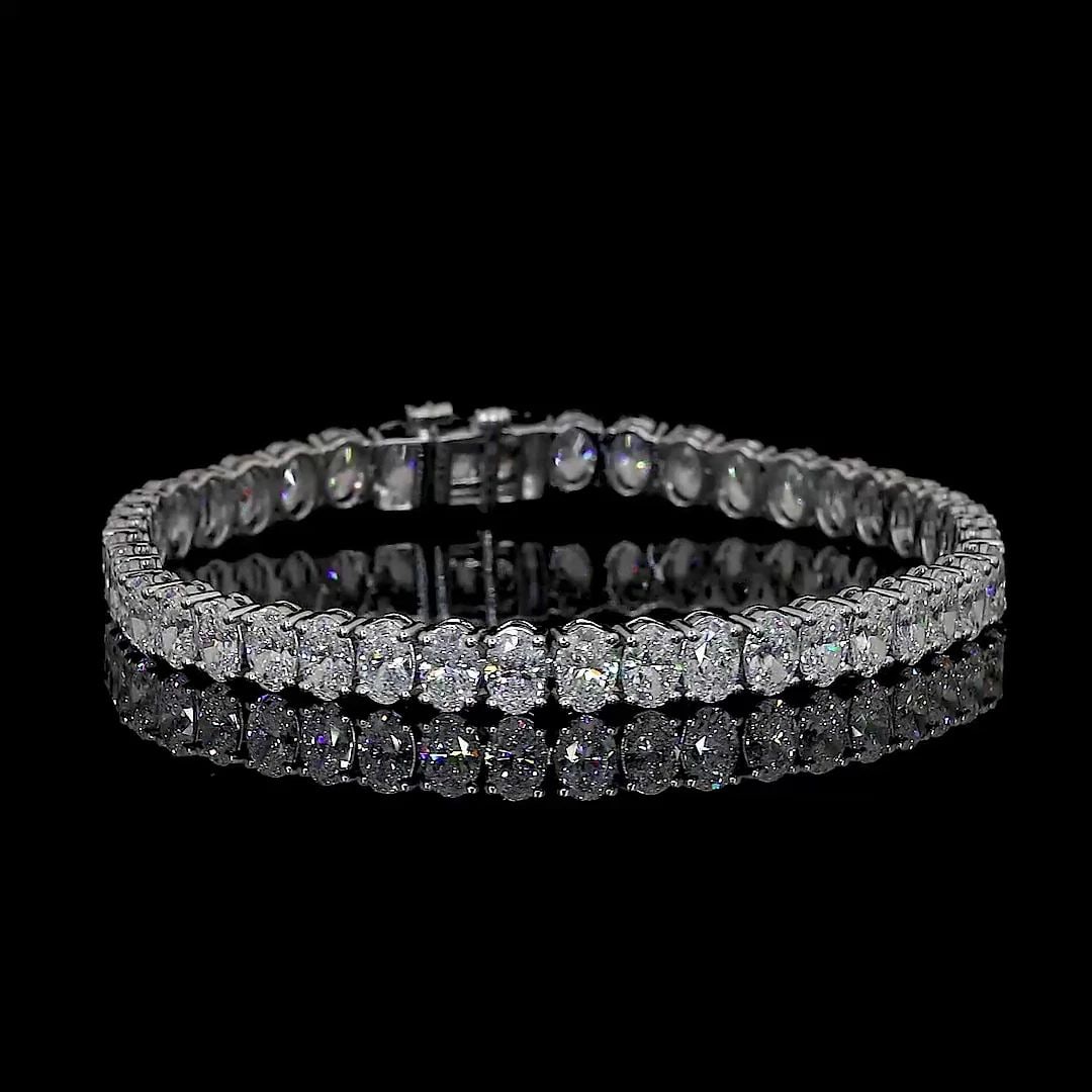 LAB-GROWN 7 CARAT OVAL F-VS2 DIAMOND 14K WHITE GOLD TENNIS BRACELET: LAB-GROWN 7 CARAT OVAL F-VS2 DIAMOND 14K WHITE GOLD TENNIS BRACELET Title: High-quality Brand-New Echo Friendly Elegant Lab-Grown 7 Carat Oval F-VS2 Diamond 14K White Gold Tennis Bracelet Video Link: 