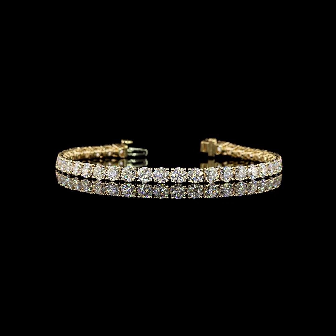 LAB-GROWN 9.81 CARAT ROUND E-F-VS2 DIAMOND 14K YELLOW GOLD TENNIS BRACELET: LAB-GROWN 9.81 CARAT ROUND E-F-VS2 DIAMOND 14K YELLOW GOLD TENNIS BRACELET Title: High-quality Brand-New Echo Friendly Elegant Lab-Grown 9.81 Carat Round E-F-VS2 Diamond 14K Yellow Gold Tennis Bracele