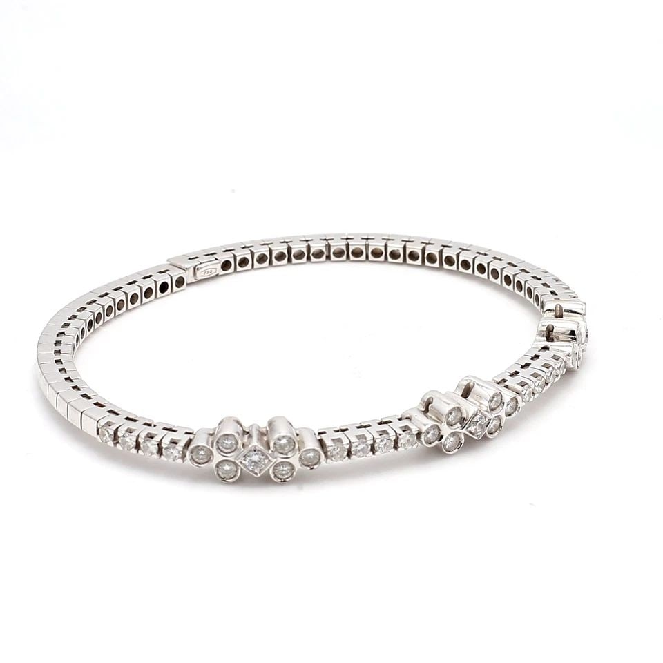 1.50 CARAT ROUND BRILLIANT I SI1 DIAMOND 18K WHITE GOLD CUFF BRACELET (1 of 1)