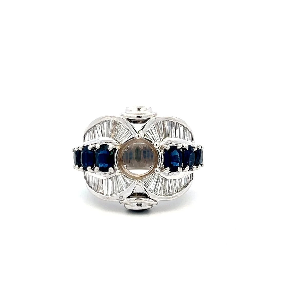 18K WG SEMI MOUNT RING WITH 3 CARAT DIAMOND & 2.1 CT. SAPPHIRE FITS 7.35X7.18MM (1 of 2)