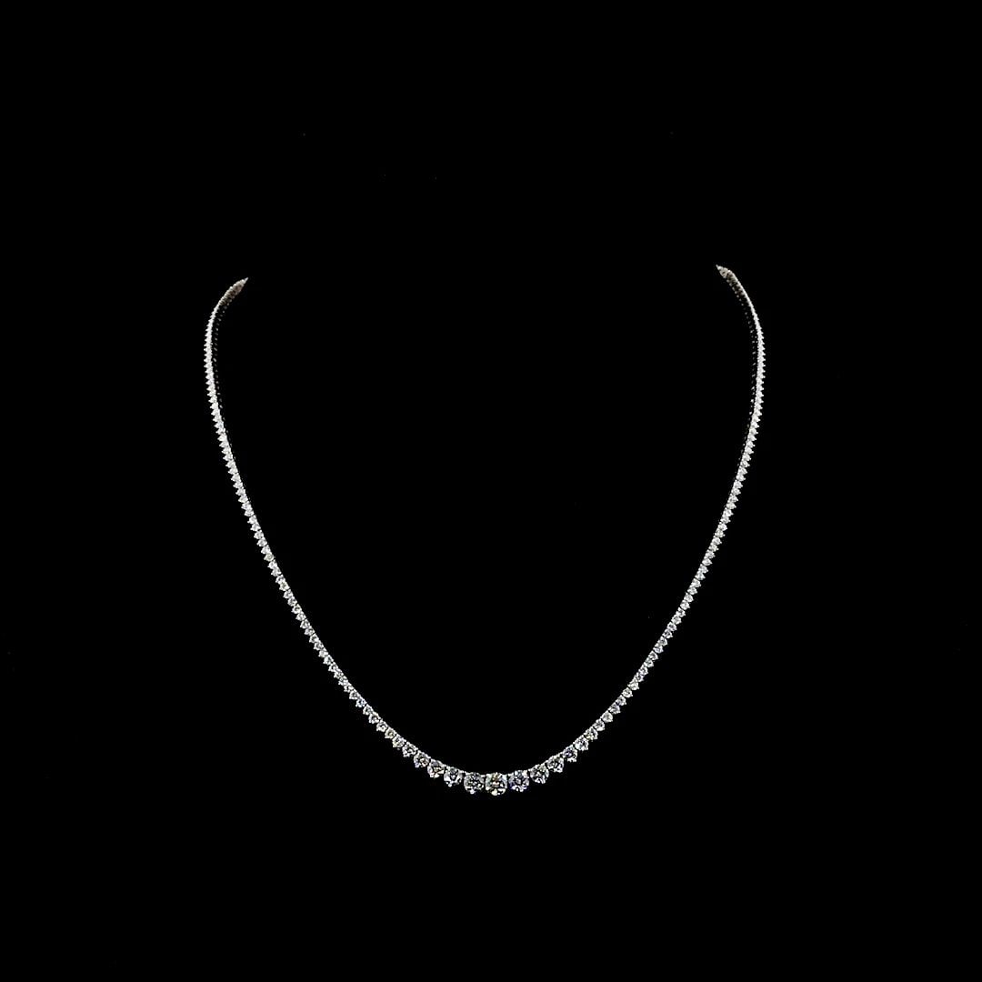 LAB-GROWN 5.14 CARAT ROUND E-VS DIAMOND 14K WHITE GOLD RIVIERA NECKLACE (1 of 2)