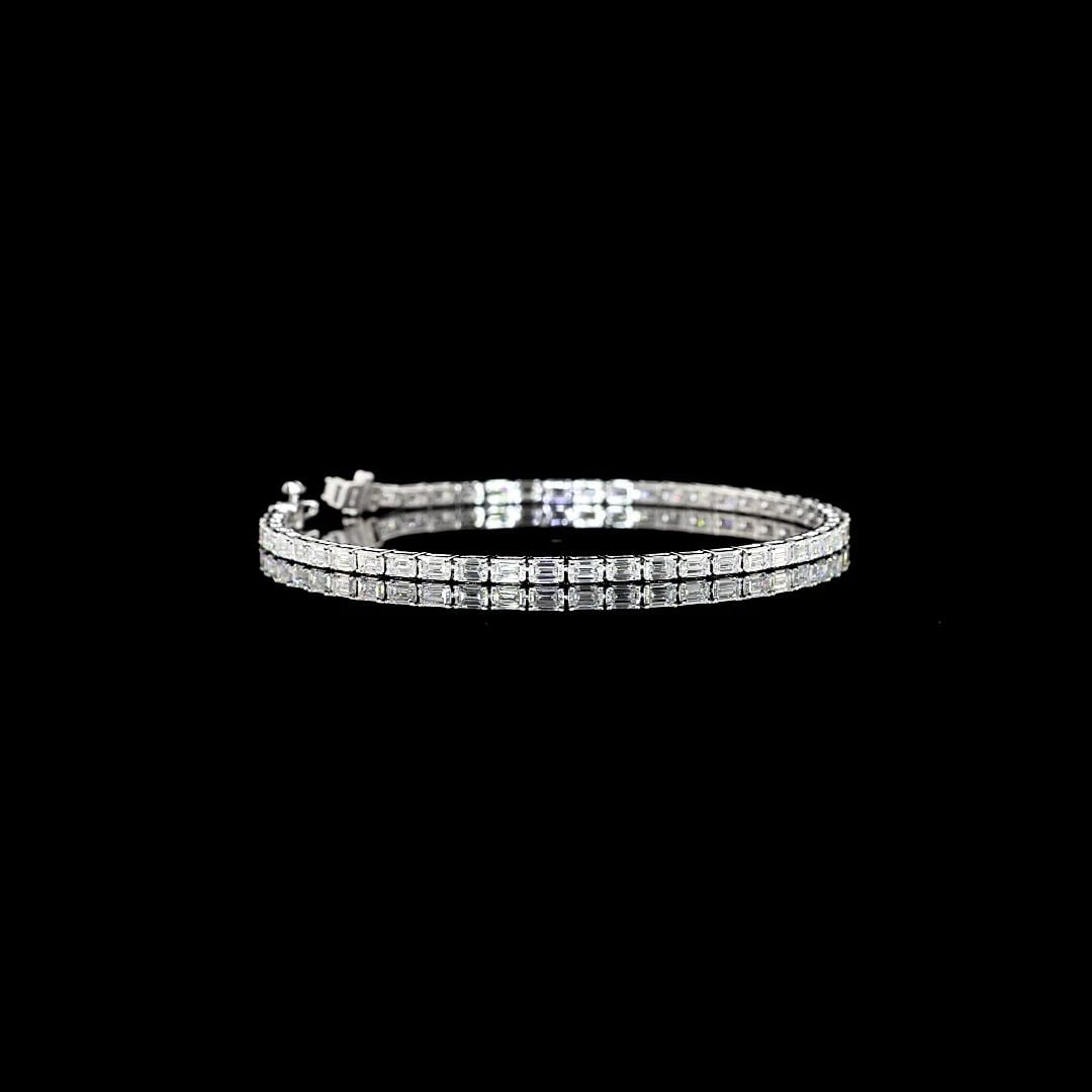 LAB-GROWN 4.95 CARAT EMERALD F-VS2 DIAMOND 14K WG TENNIS BRACELET: LAB-GROWN 4.95 CARAT EMERALD F-VS2 DIAMOND 14K WG TENNIS BRACELET Title: High-quality Brand-New Echo Friendly Elegant Lab-Grown 4.95 Carat Emerald F-VS2 Diamond 14K White Gold Tennis Bracelet Video Li