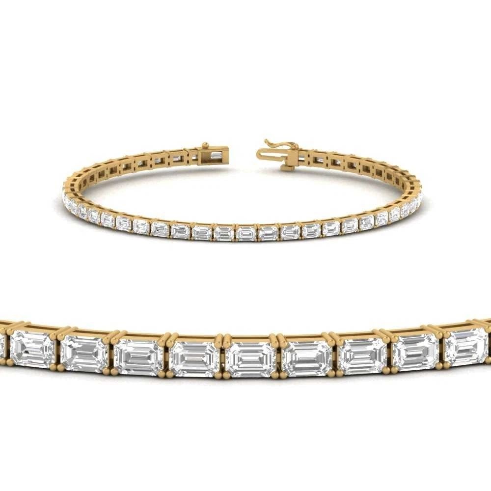 LAB-GROWN 4.93 CARAT EMERALD E-F-VS2 DIAMOND 14K YELLOW GOLD TENNIS BRACELET: LAB-GROWN 4.93 CARAT EMERALD E-F-VS2 DIAMOND 14K YELLOW GOLD TENNIS BRACELET LAB-GROWN 4.93 CARAT EMERALD E-F-VS2 DIAMOND 14K YELLOW GOLD TENNIS BRACELET PRODUCT DESCRIPTION Title: High-quality Brand-
