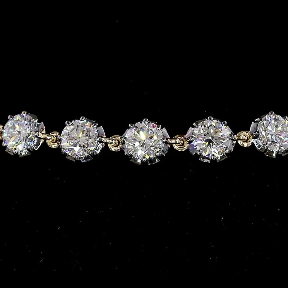 LAB-GROWN 9.56 CARAT ROUND E-F-VS1 DIAMOND 14K WHITE GOLD TENNIS BRACELET: LAB-GROWN 9.56 CARAT ROUND E-F-VS1 DIAMOND 14K WHITE GOLD TENNIS BRACELET Title: High-quality Brand-New Echo Friendly Elegant Lab-Grown 9.56 Carat Round E-F-VS1 Diamond 14K White Gold Tennis Bracelet 