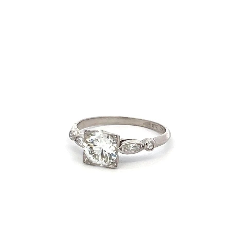 1.10 CARAT CIRCULAR BRILLIANT AND MARQUIS SHAPE DIAMOND PLATINUM ENGAGEMENT RING: PRODUCT DESCRIPTION Title: 1.10 Carat Circular Brilliant Cut J SI2 and Marquis Shape G SI2 and Old European Cut G SI1 Diamond Platinum Engagement Ring Style: Engagement Metal: Platinum Gemstone 1: 0.0
