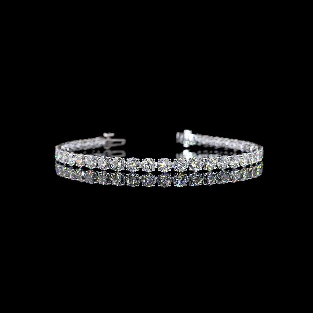 LAB-GROWN 9.5 CARAT ROUND E-F-VS DIAMOND 14K WHITE GOLD TENNIS BRACELET: LAB-GROWN 9.5 CARAT ROUND E-F-VS DIAMOND 14K WHITE GOLD TENNIS BRACELET Title: High-quality Brand-New Echo Friendly Elegant Lab-Grown 9.5 Carat Round E-F-VS Diamond 14K White Gold Tennis Bracelet Vide