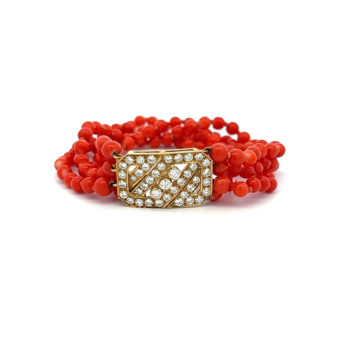 1.45 CARAT ROUND BRILLIANT I VS DIAMOND 14 KARAT YELLOW GOLD BEAD BRACELET (1 of 2)