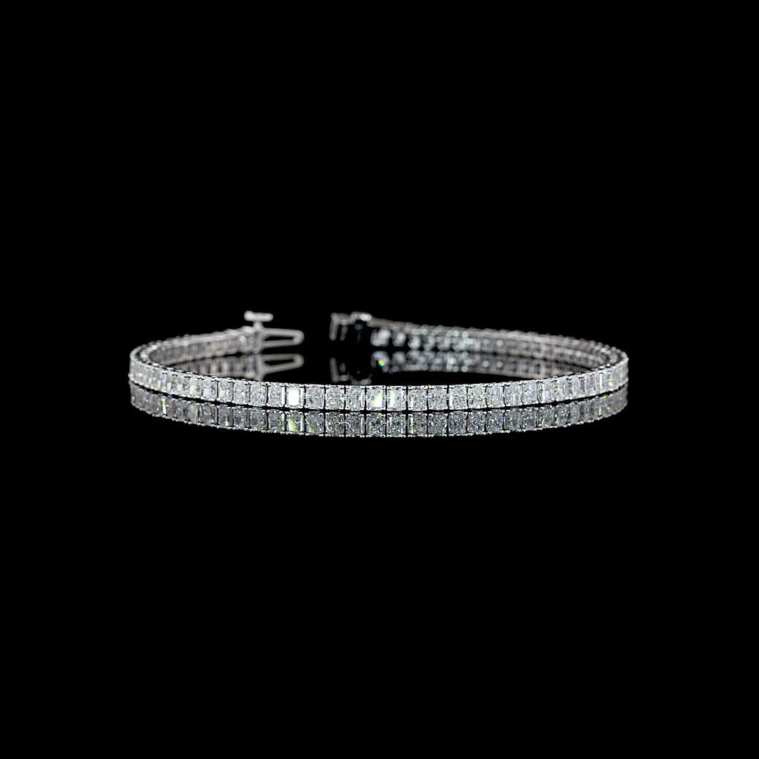 LAB-GROWN 5.12 CARAT RADIANT E-F-VS1 DIAMOND 14K WHITE GOLD TENNIS BRACELET: LAB-GROWN 5.12 CARAT RADIANT E-F-VS1 DIAMOND 14K WHITE GOLD TENNIS BRACELET Title: High-quality Brand-New Echo Friendly Elegant Lab-Grown 5.12 Carat Radiant E-F-VS1 Diamond 14K White Gold Tennis Brace