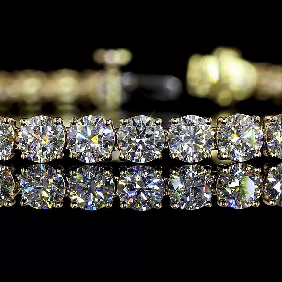 LAB-GROWN 8.35 CARAT ROUND E-F-VS1 DIAMOND 14K YELLOW GOLD TENNIS BRACELET: LAB-GROWN 8.35 CARAT ROUND E-F-VS1 DIAMOND 14K YELLOW GOLD TENNIS BRACELET Title: High-quality Brand-New Echo Friendly Elegant Lab-Grown 8.35 Carat Round E-F-VS1 Diamond 14K Yellow Gold Tennis Bracele