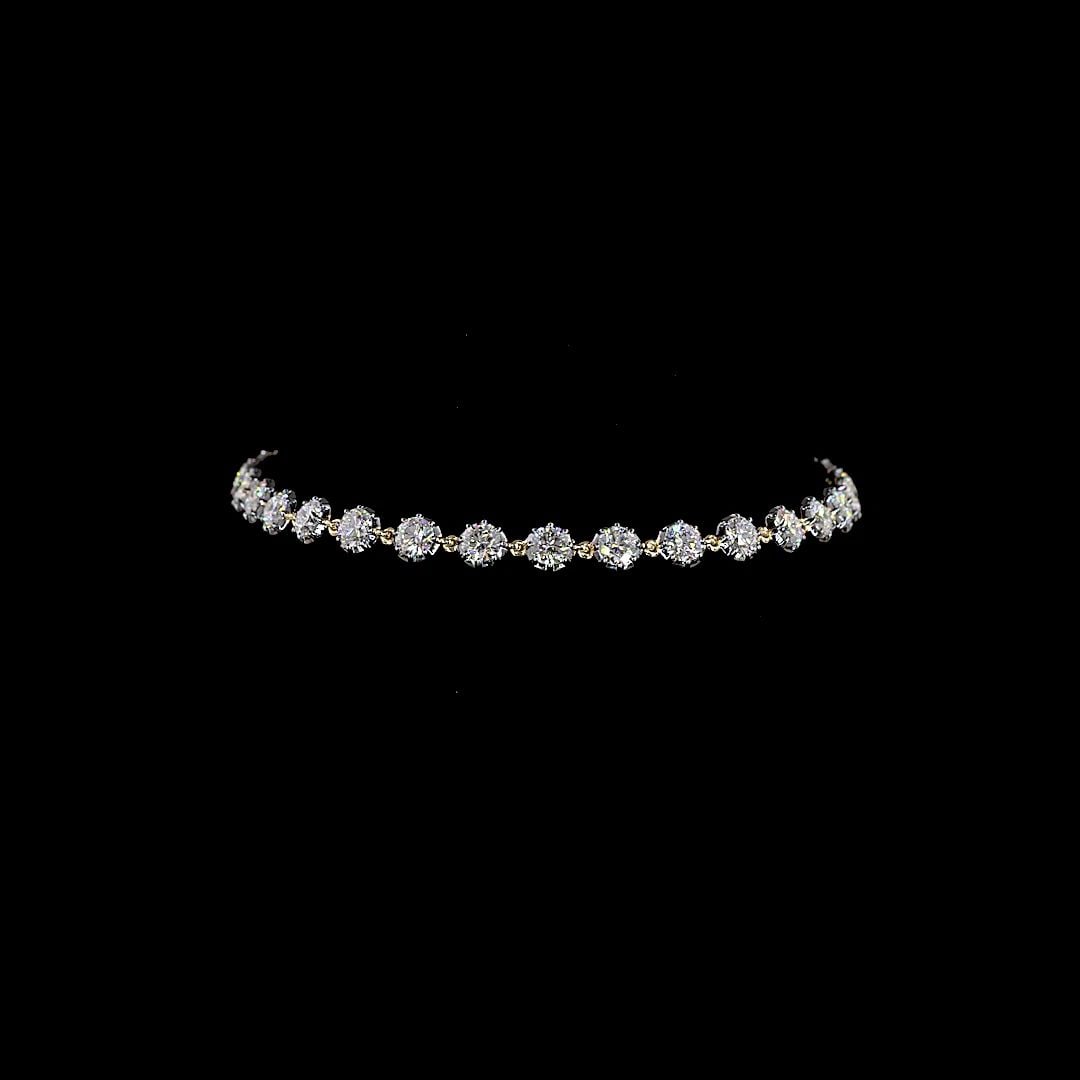 LAB-GROWN 8.25 CARAT ROUND E-F-VS1 DIAMOND 14K WHITE GOLD TENNIS BRACELET: LAB-GROWN 8.25 CARAT ROUND E-F-VS1 DIAMOND 14K WHITE GOLD TENNIS BRACELET Title: High-quality Brand-New Echo Friendly Elegant Lab-Grown 8.25 Carat Round E-F-VS1 Diamond 14K White Gold Tennis Bracelet 