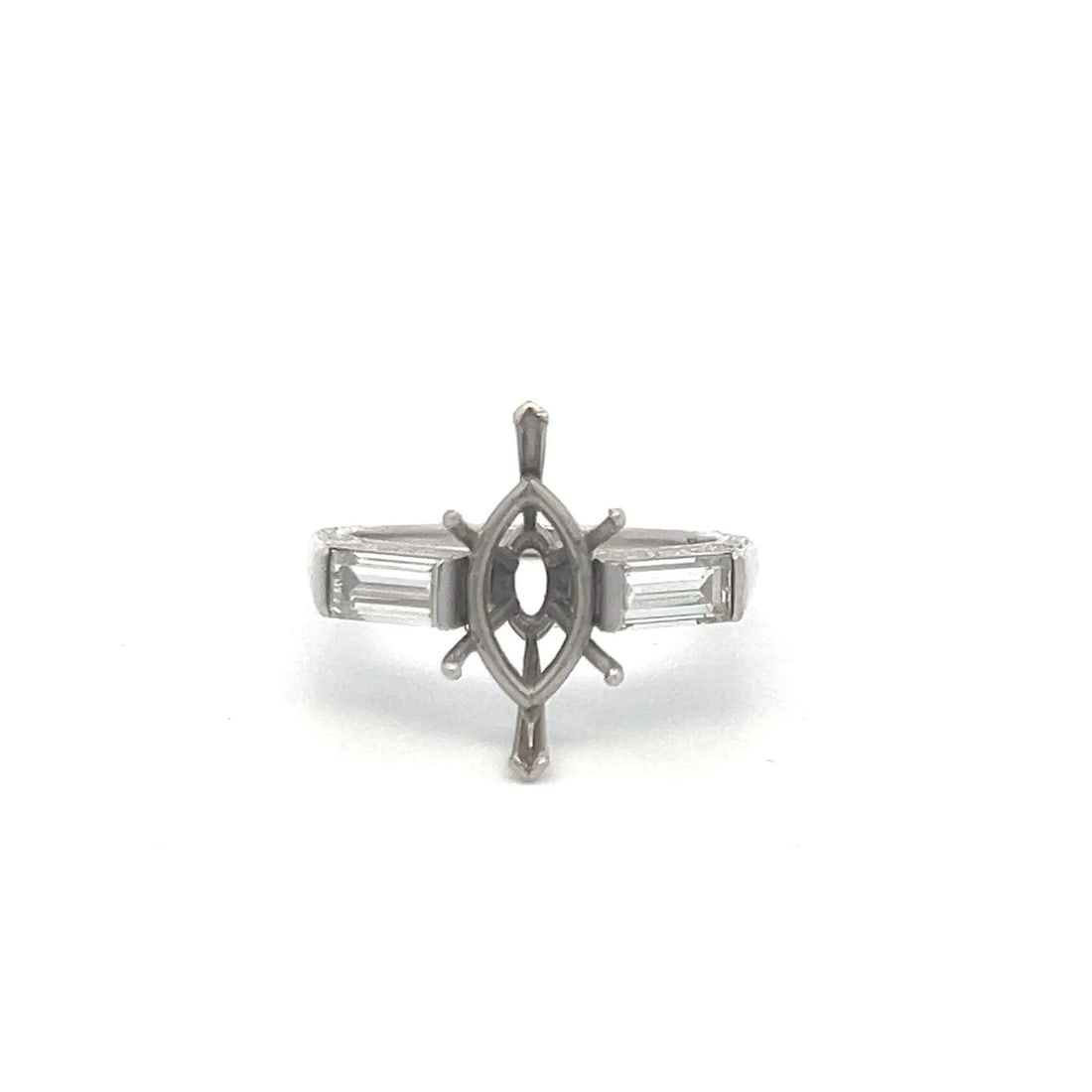 PATEK PHILIPPE 0.80 CARAT BAGUETTE SHAPE DIAMOND PLATINUM SEMI MOUNT RING (1 of 1)