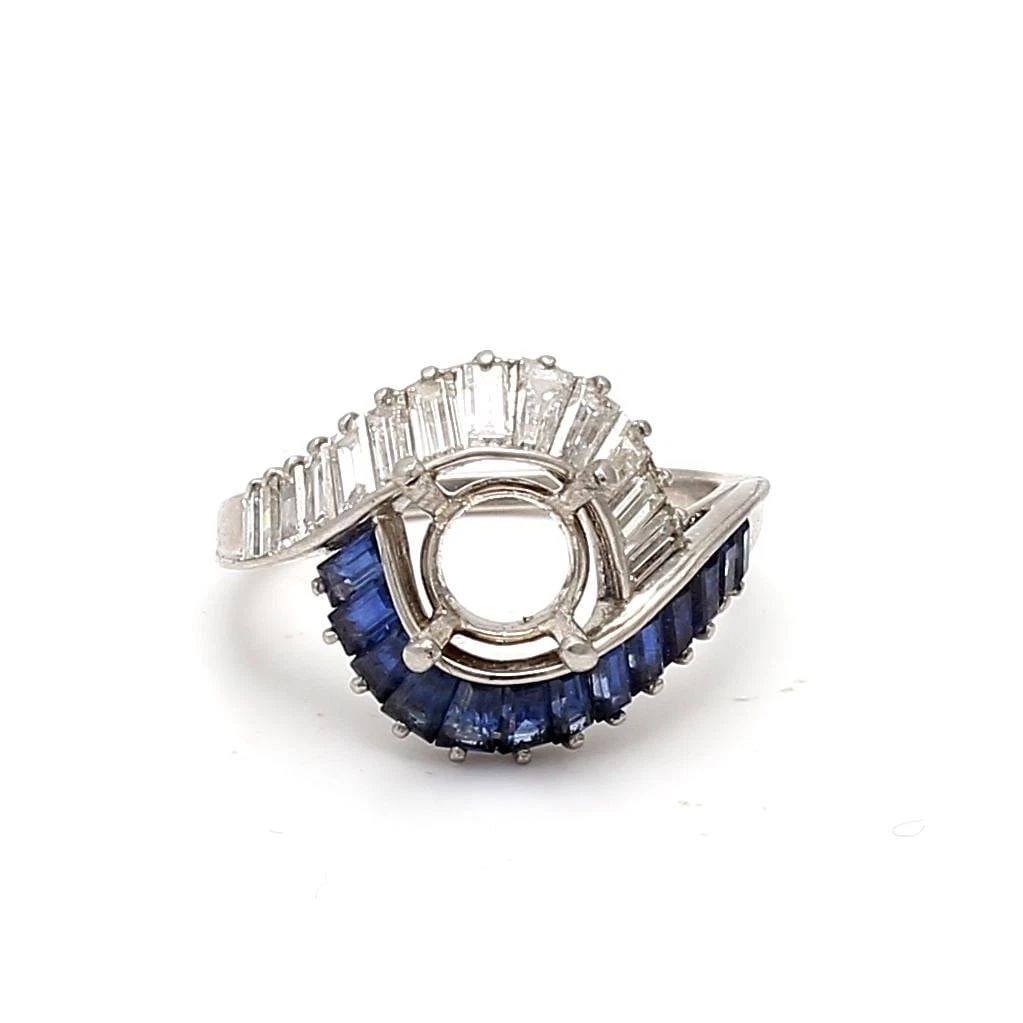 PLATINUM SEMI MOUNT RING WITH 1.1 CT. DIAMOND & SAPPHIRE FITS 8.38*8.47MM SIZE 7 (1 of 1)