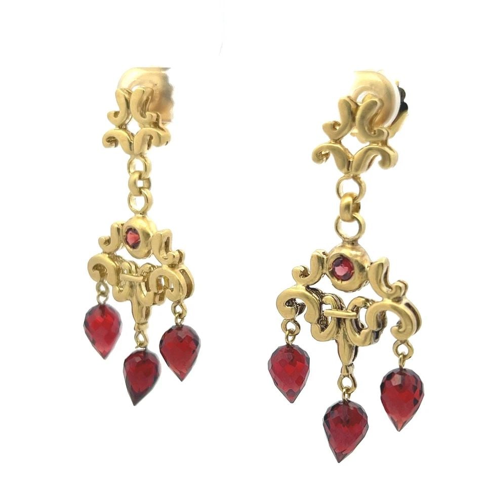 8.00 CARAT MIX SHAPE RUBY 18K YELLOW GOLD DANGLING EARRINGS (1 of 1)