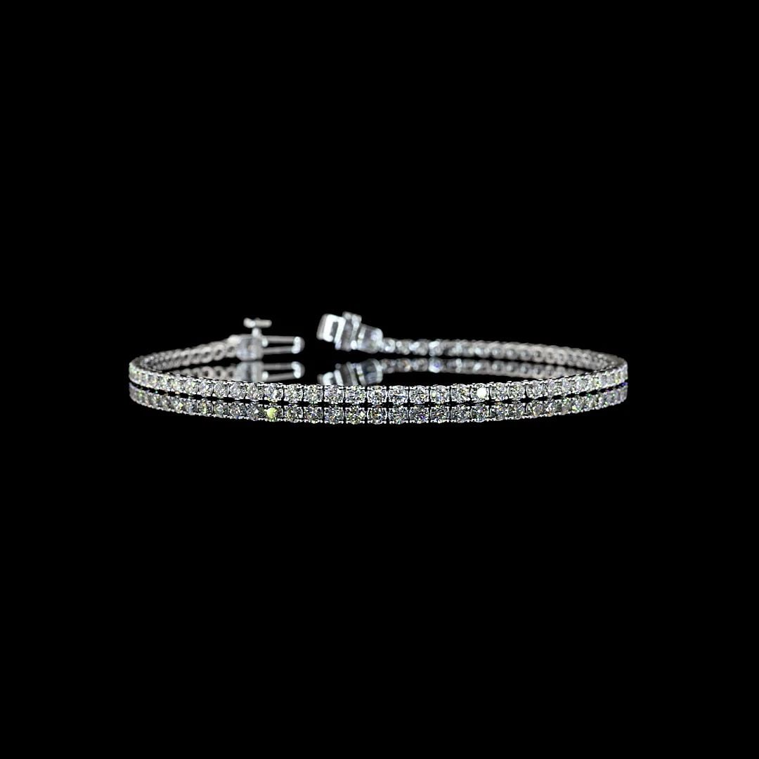 LAB-GROWN 2.95 CARAT ROUND -SI DIAMOND 14K WHITE GOLD TENNIS BRACELET: LAB-GROWN 2.95 CARAT ROUND -SI DIAMOND 14K WHITE GOLD TENNIS BRACELET Title: High-quality Brand-New Echo Friendly Elegant Lab-Grown 2.95 Carat Round -SI Diamond 14K White Gold Tennis Bracelet Video Li