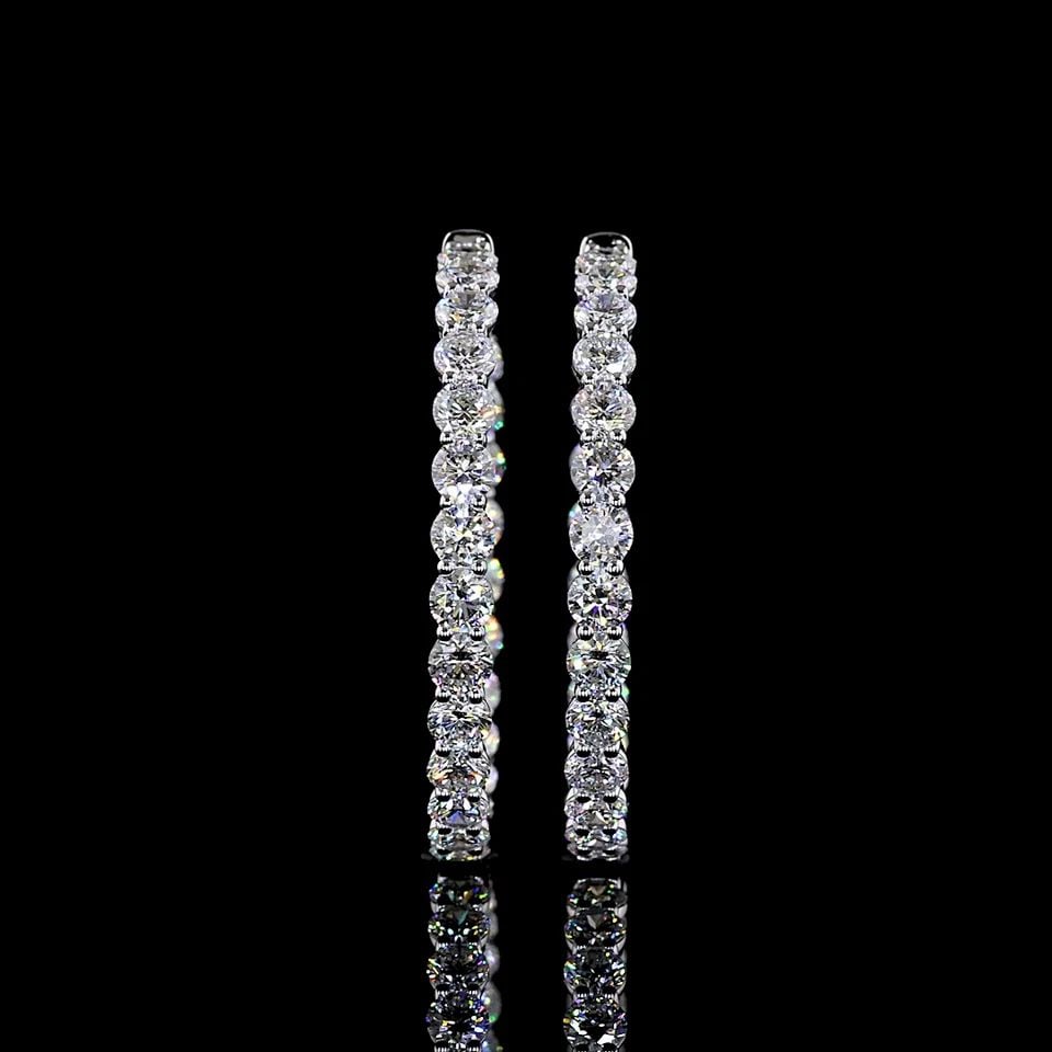 LAB-GROWN 6.85 CARAT ROUND E-F-VS1 DIAMOND 14K WHITE GOLD HOOPS EARRINGS: LAB-GROWN 6.85 CARAT ROUND E-F-VS1 DIAMOND 14K WHITE GOLD HOOPS EARRINGS Title: High-quality Brand-New Echo Friendly Elegant Lab-Grown 6.85 Carat Round E-F-VS1 Diamond 14K White Gold Hoops Earrings Vi