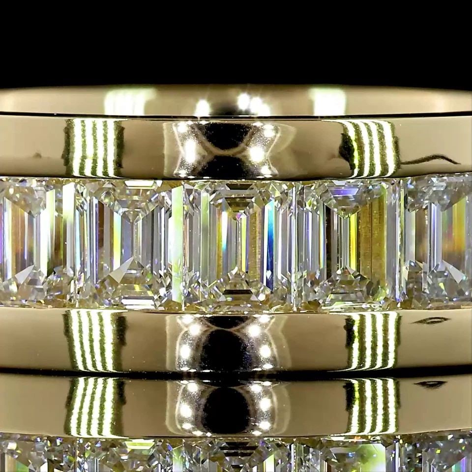 LAB-GROWN 4.7 CARAT EMERALD E-F-VS1 DIAMOND 14K YELLOW GOLD ETERNITY BAND: LAB-GROWN 4.7 CARAT EMERALD E-F-VS1 DIAMOND 14K YELLOW GOLD ETERNITY BAND Title: High-quality Brand-New Echo Friendly Elegant Lab-Grown 4.7 Carat Emerald E-F-VS1 Diamond 14K Yellow Gold Eternity Band 