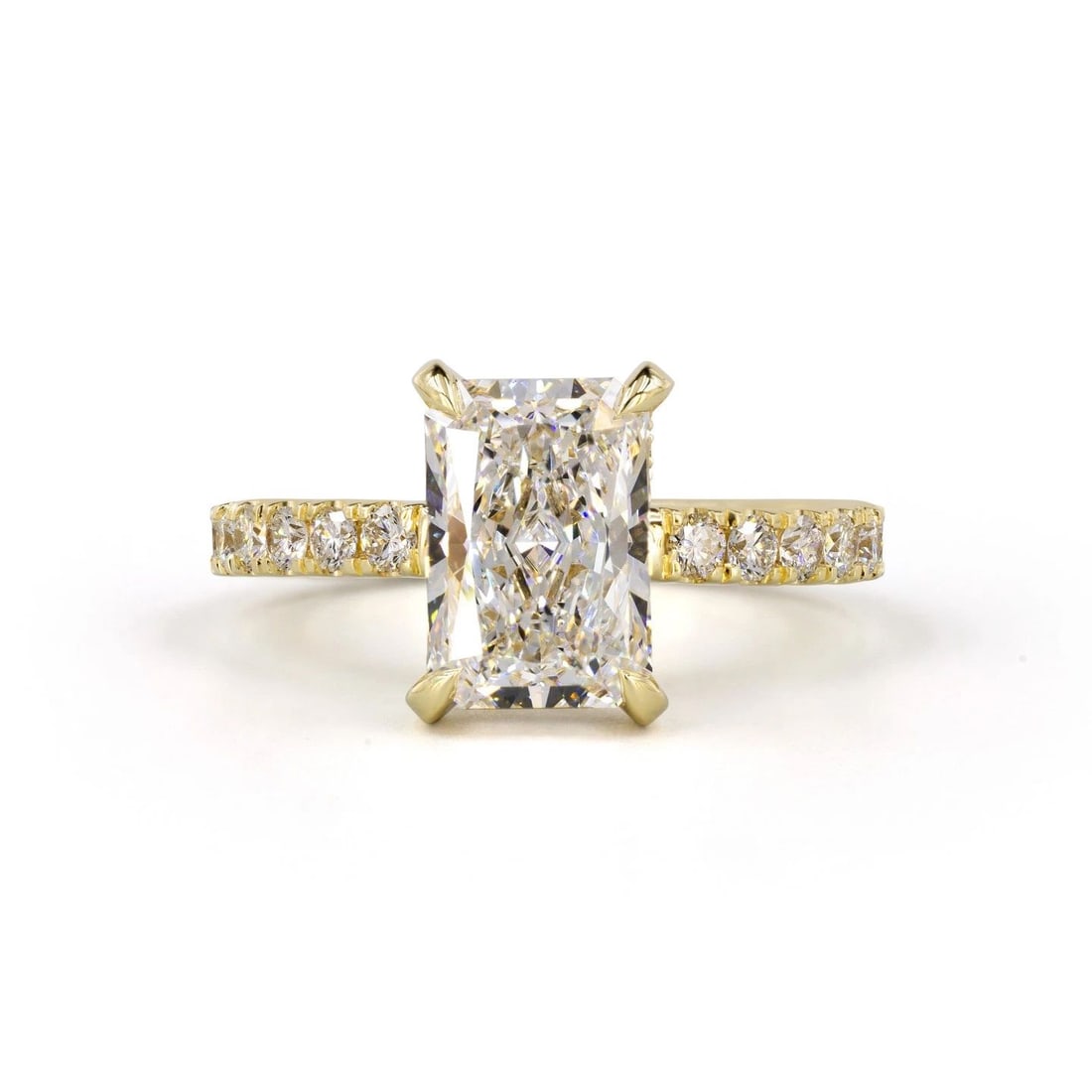 LAB-GROWN 4.58 CARAT RADIANT D-VVS2 DIAMOND 14K YELLOW GOLD HIDDEN HALO RING (1 of 1)