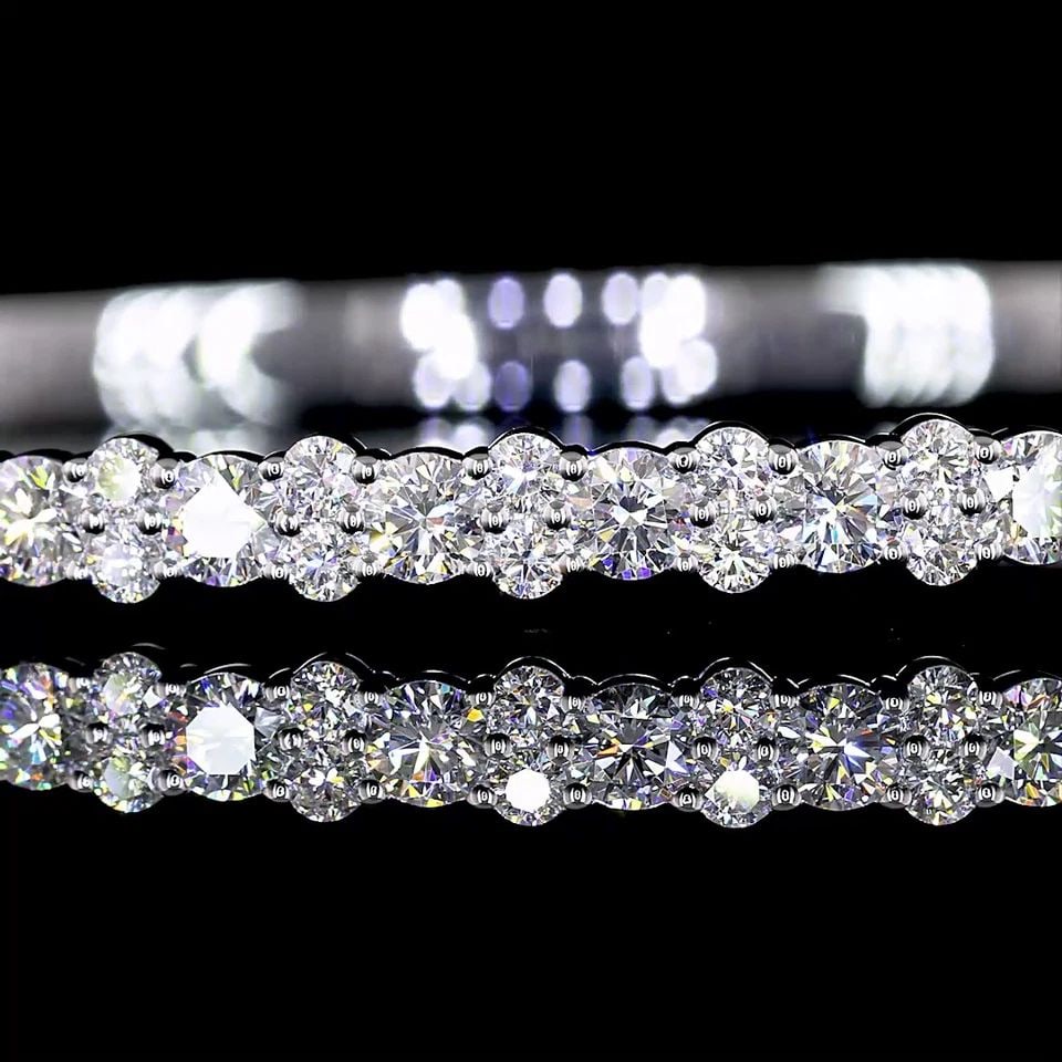 LAB-GROWN 2.55 CARAT ROUND E-VS1 DIAMOND 14K WG BANGLES BRACELET (1 of 1)