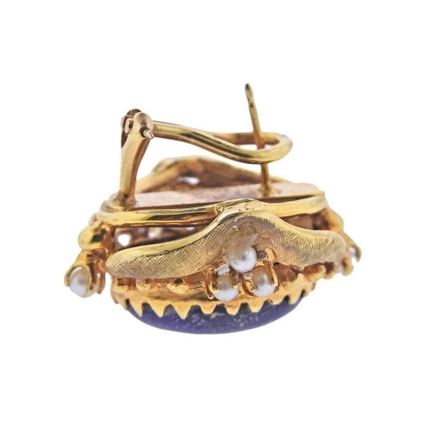 VINTAGE BLUE LAPIS 18 GRAMS 18 KARAT YELLOW GOLD CLIP ON EARRING: VINTAGE BLUE LAPIS 18 GRAMS 18 KARAT YELLOW GOLD CLIP ON EARRING Vintage Blue Lapis 18 Grams 18 Karat Yellow Gold Clip On Earring Details Department Unisex Adults Main Stone Unknown Metal Yellow Gold 