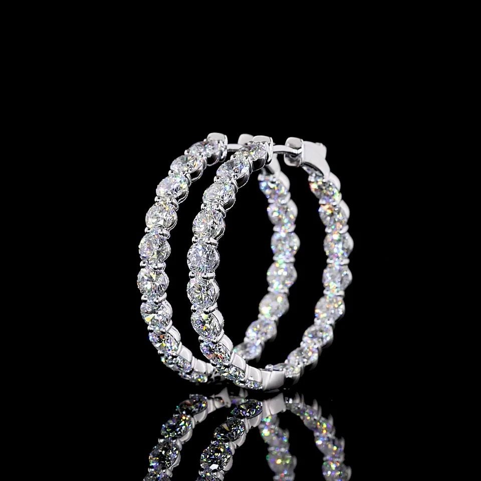 LAB-GROWN 7.01 CARAT ROUND E-F-VS1 DIAMOND 14K WHITE GOLD HOOPS EARRINGS: LAB-GROWN 7.01 CARAT ROUND E-F-VS1 DIAMOND 14K WHITE GOLD HOOPS EARRINGS Title: High-quality Brand-New Echo Friendly Elegant Lab-Grown 7.01 Carat Round E-F-VS1 Diamond 14K White Gold Hoops Earrings Vi