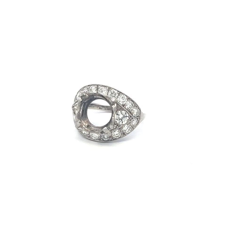 VINTAGE PLATINUM SEMI MOUNT RING WITH 2.20 CT BRILLIANT DIAMONDS FITS 4+ CARAT (1 of 1)