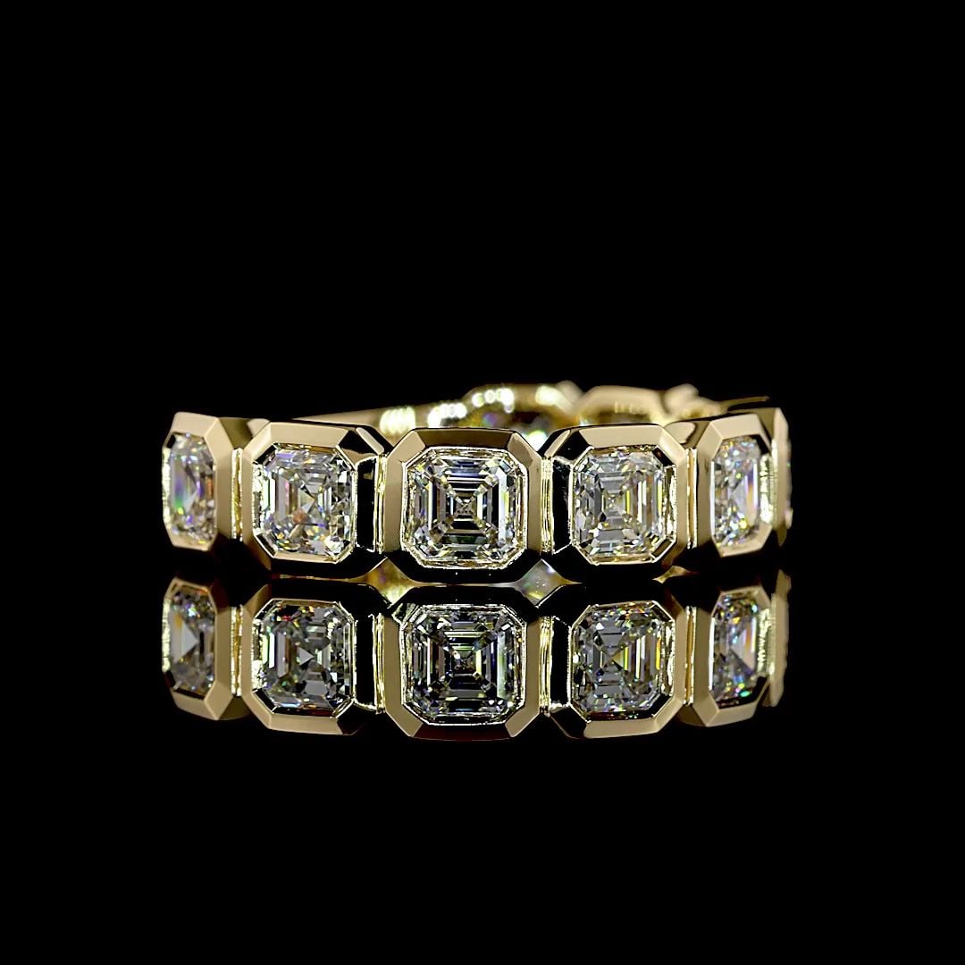 LAB-GROWN 2.94 CARAT ASSCHER E-F-VS2 DIAMOND 14K YG 3/4 BAND ETERNITY BAND: LAB-GROWN 2.94 CARAT ASSCHER E-F-VS2 DIAMOND 14K YG 3/4 BAND ETERNITY BAND Title: High-quality Brand-New Echo Friendly Elegant Lab-Grown 2.94 Carat Asscher E-F-VS2 Diamond 14K Yellow Gold 3/4 Band Ete