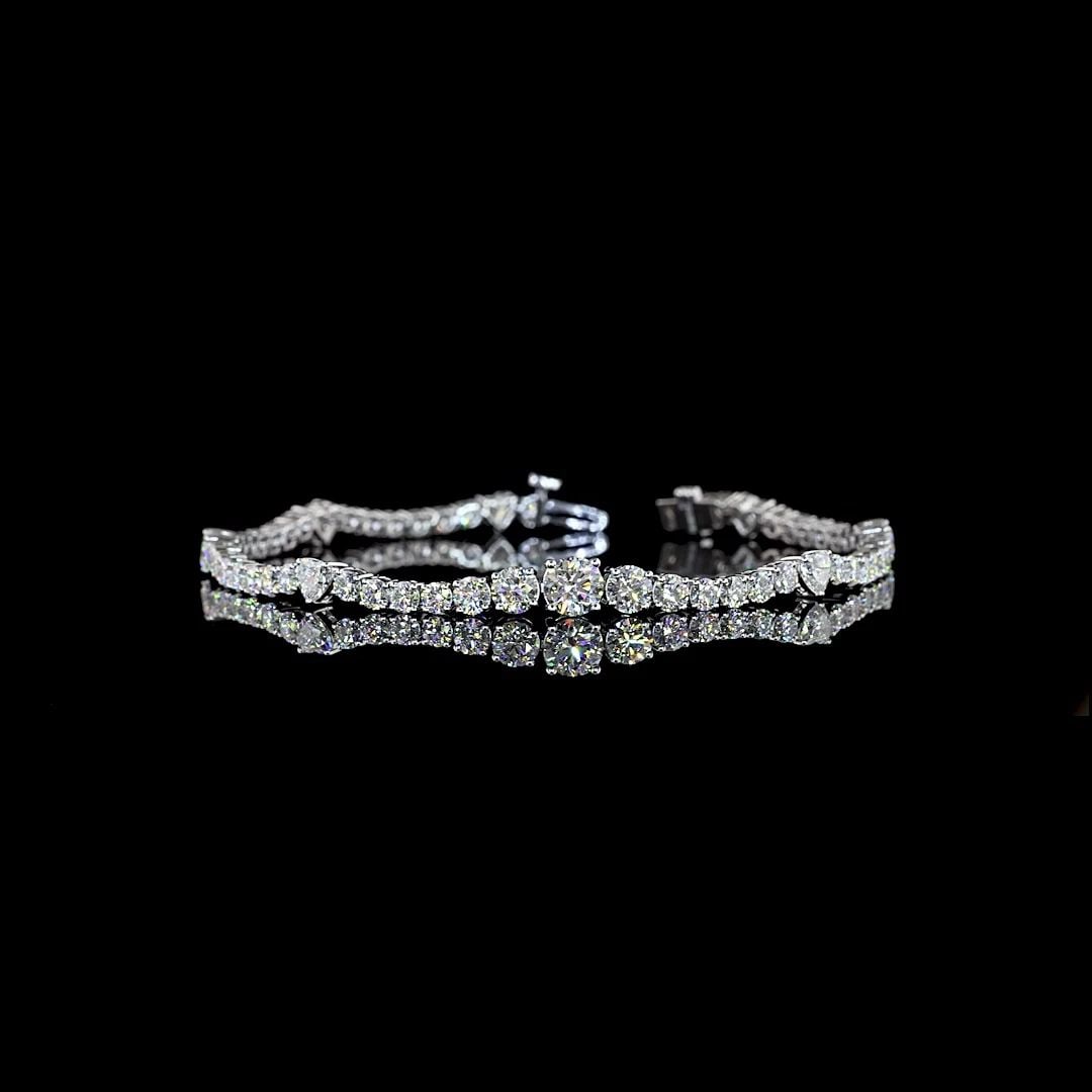 LAB-GROWN 5.81 CARAT ROUND E-F-VS1 DIAMOND 14K WHITE GOLD TENNIS BRACELET: LAB-GROWN 5.81 CARAT ROUND E-F-VS1 DIAMOND 14K WHITE GOLD TENNIS BRACELET Title: High-quality Brand-New Echo Friendly Elegant Lab-Grown 5.81 Carat Round E-F-VS1 Diamond 14K White Gold Tennis Bracelet 