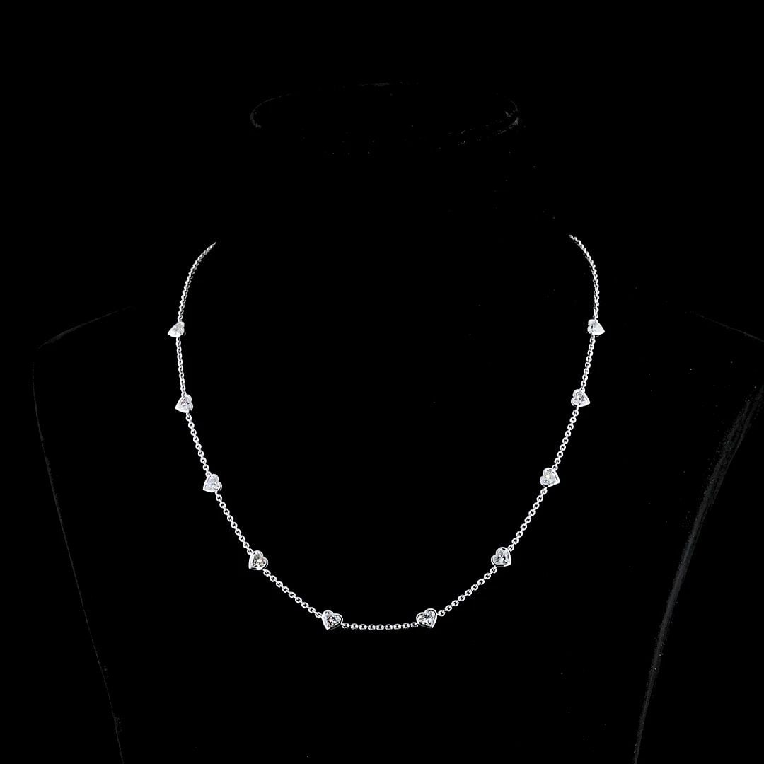 LAB-GROWN 3.15 CARAT HEART E-F-VS DIAMOND 14K WHITE GOLD STATION NECKLACE: LAB-GROWN 3.15 CARAT HEART E-F-VS DIAMOND 14K WHITE GOLD STATION NECKLACE Title: High-quality Brand-New Echo Friendly Elegant Lab-Grown 3.15 Carat Heart E-F-VS Diamond 14K White Gold Station Necklace 