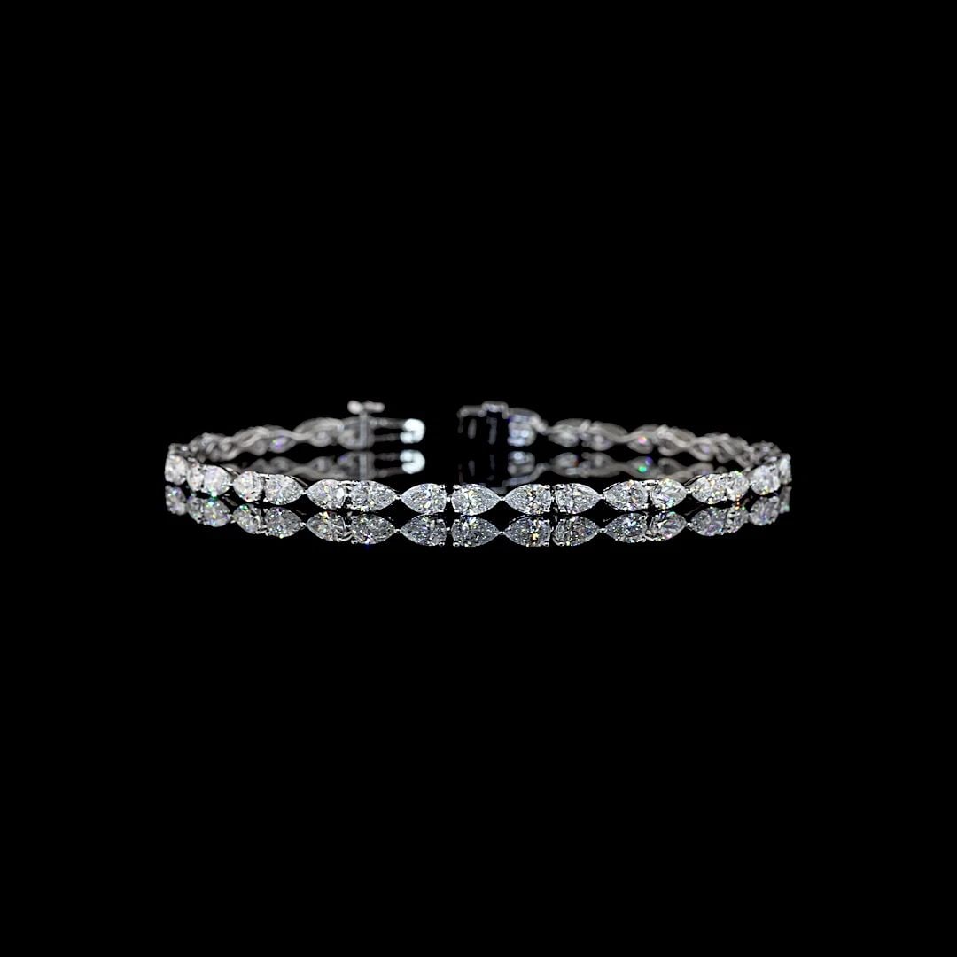 LAB-GROWN 4.73 CARAT PEAR E-F-VS1 DIAMOND 14K WHITE GOLD TENNIS BRACELET: LAB-GROWN 4.73 CARAT PEAR E-F-VS1 DIAMOND 14K WHITE GOLD TENNIS BRACELET Title: High-quality Brand-New Echo Friendly Elegant Lab-Grown 4.73 Carat Pear E-F-VS1 Diamond 14K White Gold Tennis Bracelet Vi