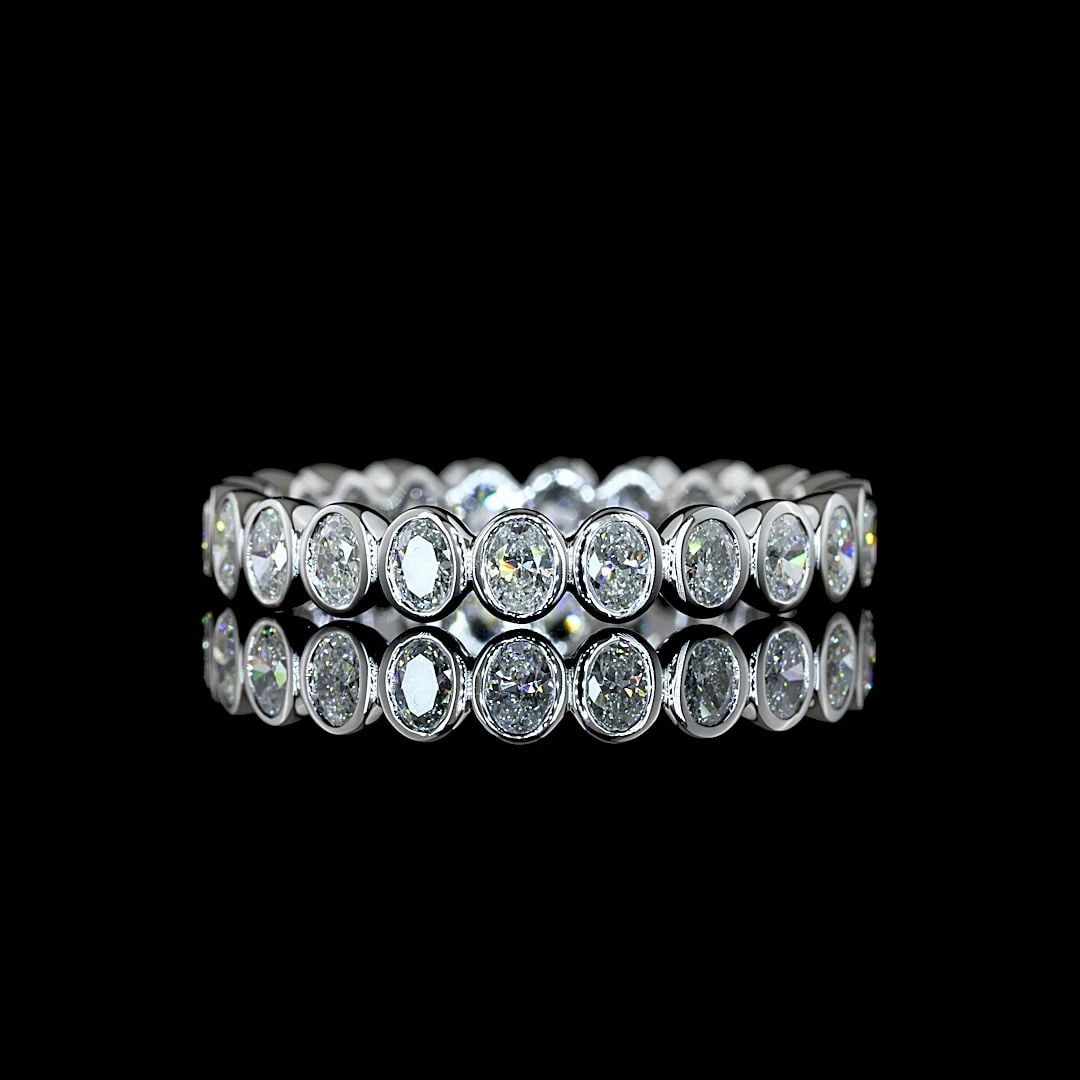 LAB-GROWN 1.1 CARAT OVAL E-F-VS+ DIAMOND 14K WHITE GOLD ETERNITY BAND: LAB-GROWN 1.1 CARAT OVAL E-F-VS+ DIAMOND 14K WHITE GOLD ETERNITY BAND Title: High-quality Brand-New Echo Friendly Elegant Lab-Grown 1.1 Carat Oval E-F-VS+ Diamond 14K White Gold Eternity Band Eternity