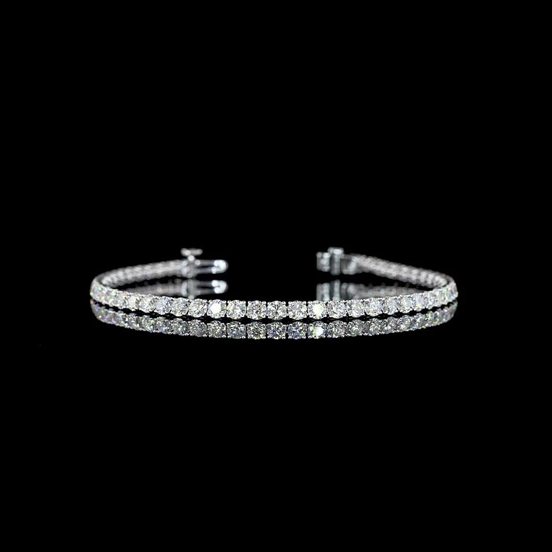 LAB-GROWN 5.25 CARAT ROUND E-F-VS2 DIAMOND 14K WHITE GOLD TENNIS BRACELET: LAB-GROWN 5.25 CARAT ROUND E-F-VS2 DIAMOND 14K WHITE GOLD TENNIS BRACELET Title: High-quality Brand-New Echo Friendly Elegant Lab-Grown 5.25 Carat Round E-F-VS2 Diamond 14K White Gold Tennis Bracelet 