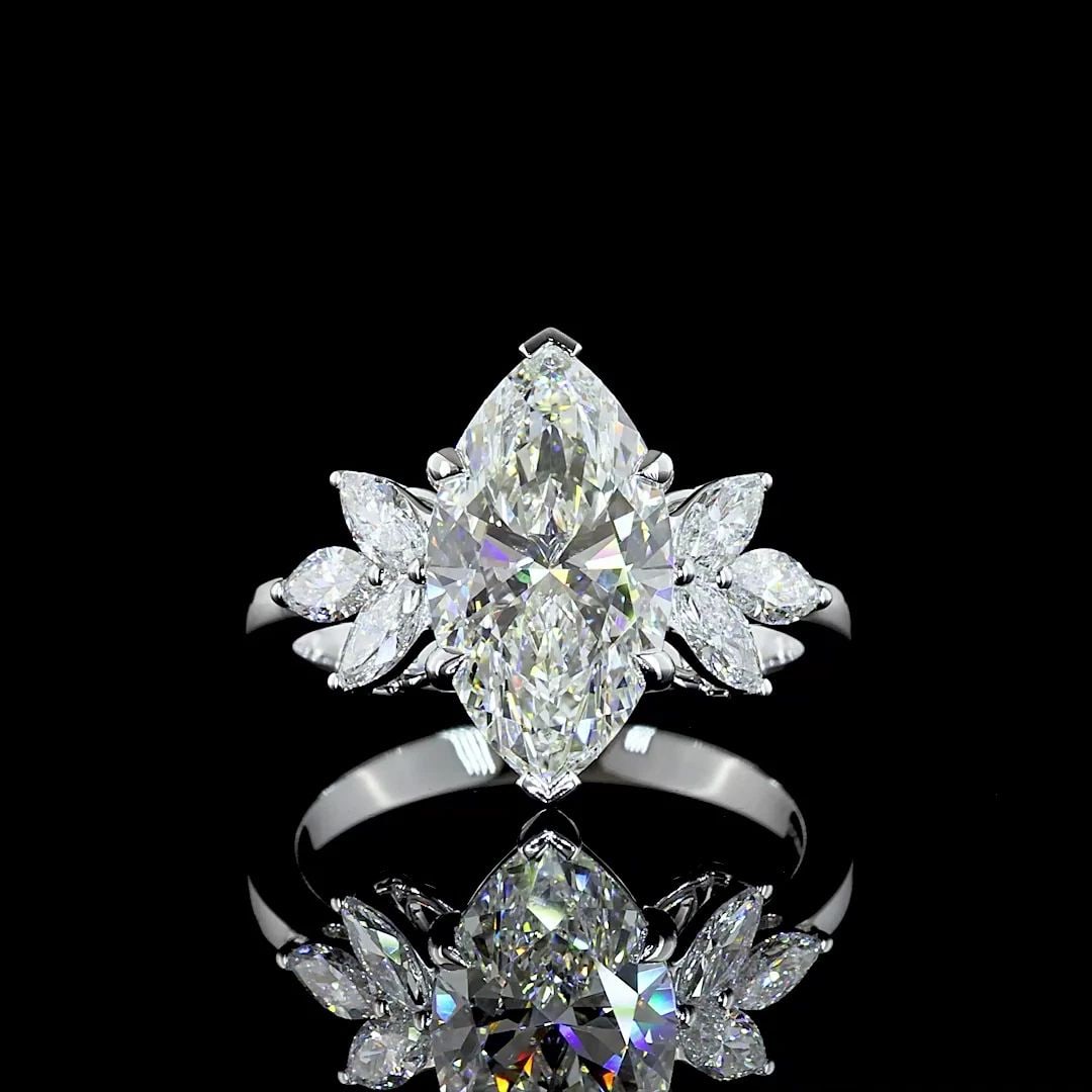 LAB-GROWN 3.65 CARAT MARQUISE E-F-VVS2 DIAMOND 14K WHITE GOLD ENGAGEMENT RING (1 of 2)